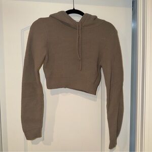 Zara Soft Feel Cropped Knit Sweater in Taupe Beige Size Small